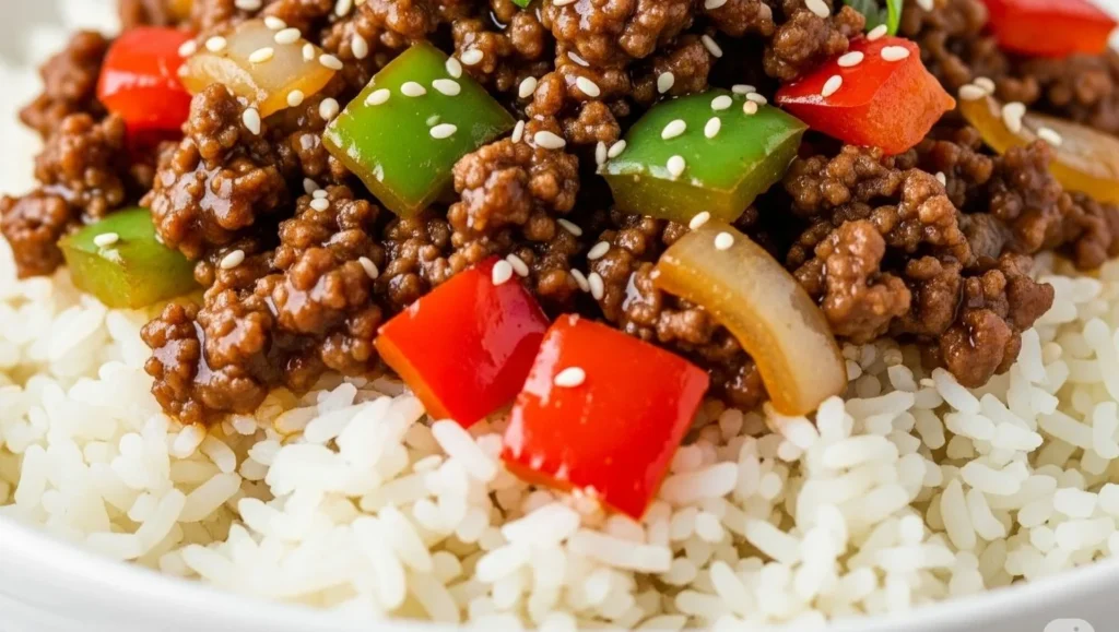 Key Components in Quick Beef And Pepper Rice Bowl