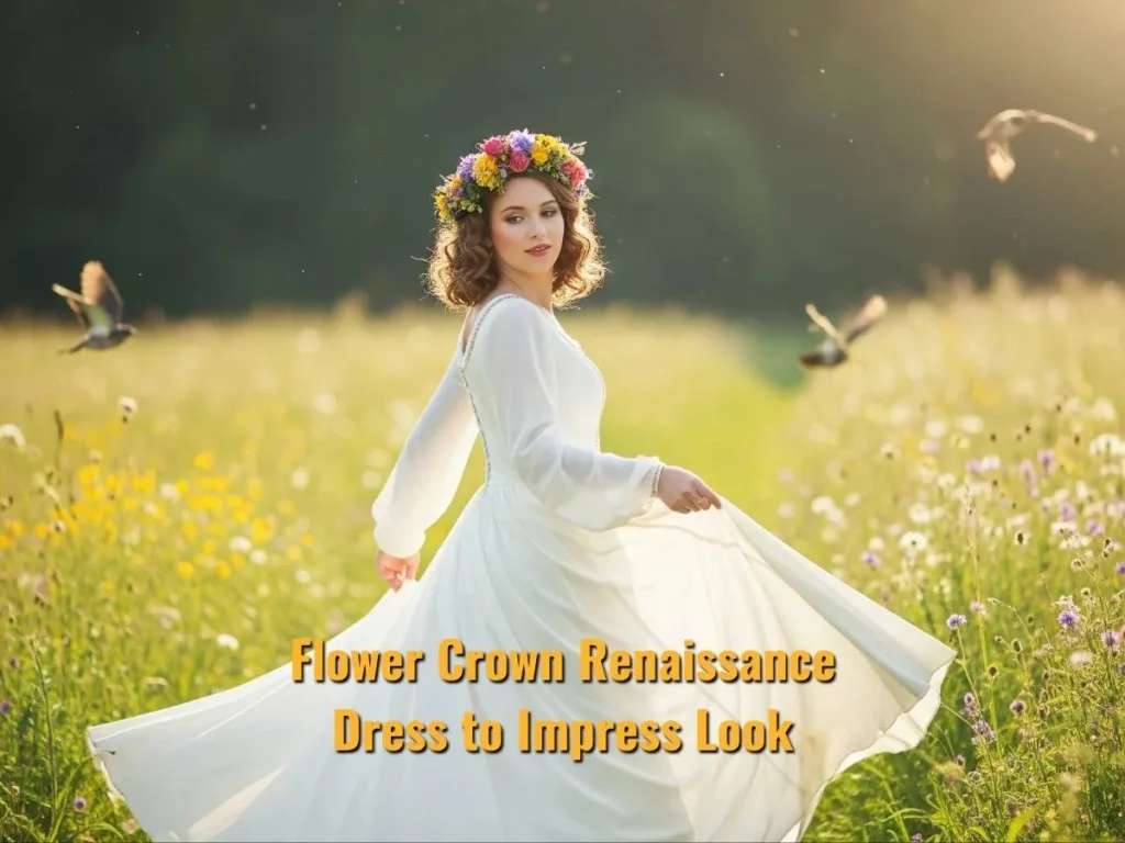 Flower Crown Renaissance Dress to Impress Look