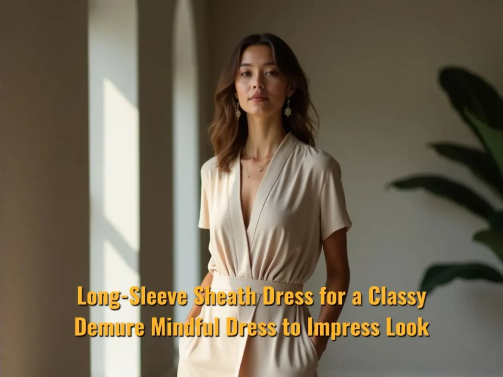  Long-Sleeve Sheath Dress for a Classy Demure Mindful Dress to Impress Look
